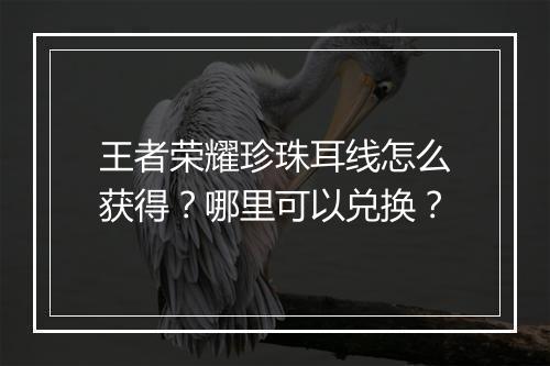 王者荣耀珍珠耳线怎么获得?哪里可以兑换?