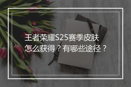 王者荣耀S25赛季皮肤怎么获得?有哪些途径?