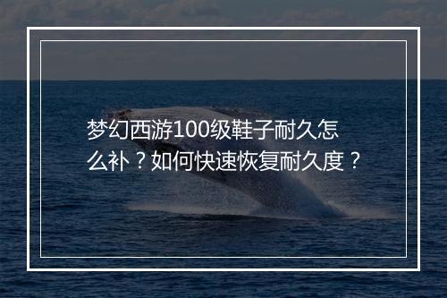 梦幻西游100级鞋子耐久怎么补?如何快速恢复耐久度?