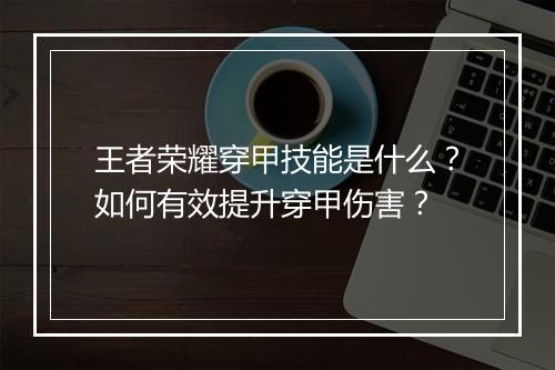 王者荣耀穿甲技能是什么？如何有效提升穿甲伤害？