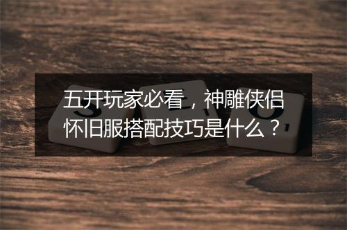 五开玩家必看,神雕侠侣怀旧服搭配技巧是什么?