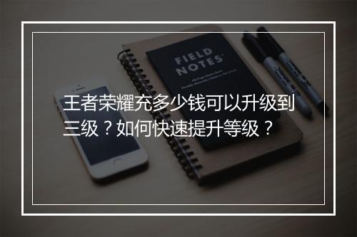 王者荣耀充多少钱可以升级到三级?如何快速提升等级?