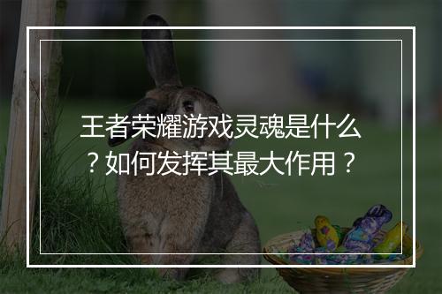 王者荣耀游戏灵魂是什么？如何发挥其最大作用？