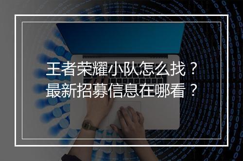 王者荣耀小队怎么找?最新招募信息在哪看?