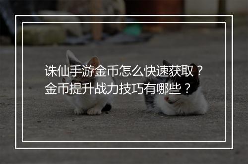 诛仙手游金币怎么快速获取?金币提升战力技巧有哪些?