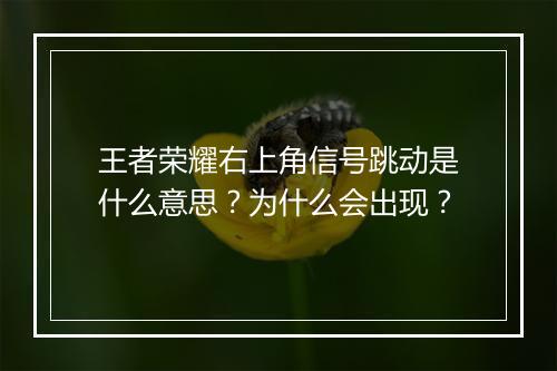 王者荣耀右上角信号跳动是什么意思？为什么会出现？