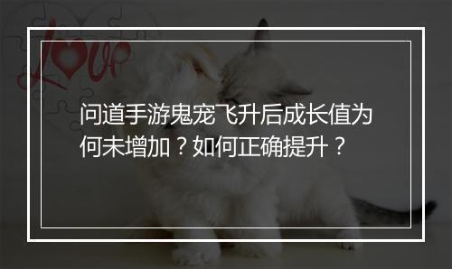 问道手游鬼宠飞升后成长值为何未增加?如何正确提升?