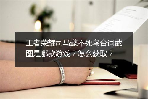 王者荣耀司马懿不死鸟台词截图是哪款游戏?怎么获取?