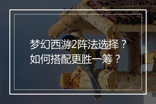 梦幻西游2阵法选择?如何搭配更胜一筹?