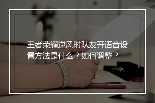 王者荣耀逆风时队友开语音设置方法是什么？如何调整？