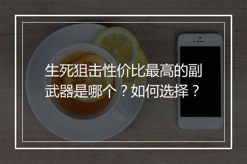 生死狙击性价比最高的副武器是哪个?如何选择?
