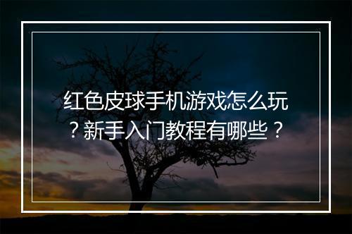 红色皮球手机游戏怎么玩？新手入门教程有哪些？