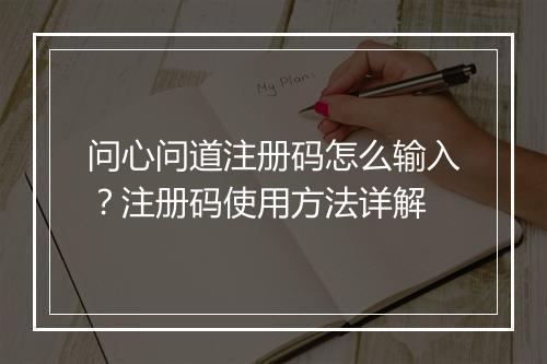 问心问道注册码怎么输入？注册码使用方法详解