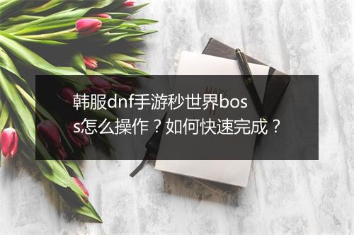 韩服dnf手游秒世界boss怎么操作？如何快速完成？