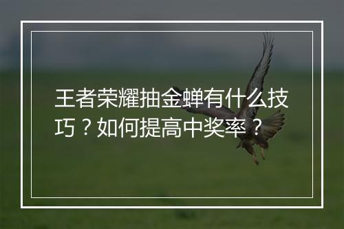 王者荣耀抽金蝉有什么技巧?如何提高中奖率?