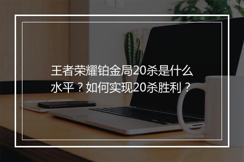 王者荣耀铂金局20杀是什么水平?如何实现20杀胜利?