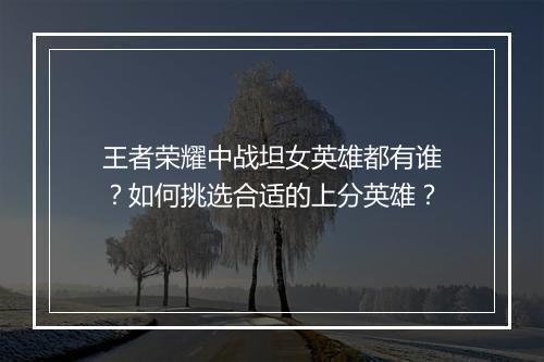 王者荣耀中战坦女英雄都有谁？如何挑选合适的上分英雄？