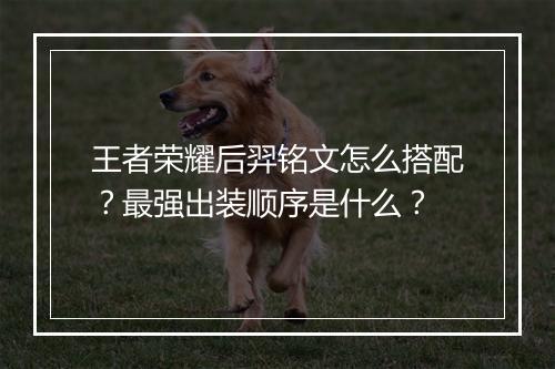 王者荣耀后羿铭文怎么搭配?最强出装顺序是什么?