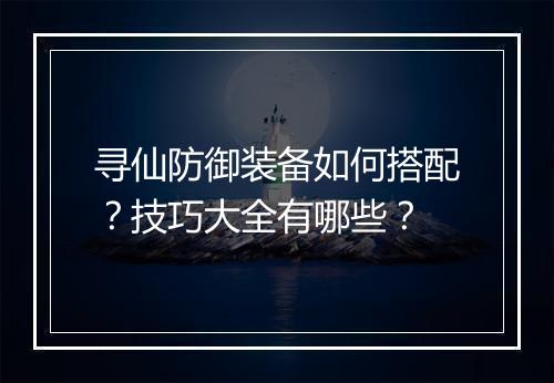 寻仙防御装备如何搭配?技巧大全有哪些?