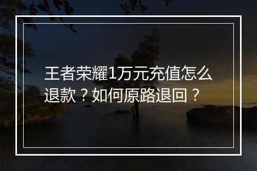 王者荣耀1万元充值怎么退款?如何原路退回?