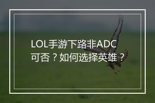 LOL手游下路非ADC可否?如何选择英雄?