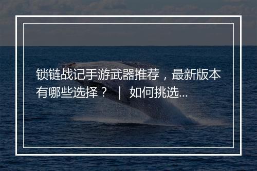 锁链战记手游武器推荐,最新版本有哪些选择? | 如何挑选?