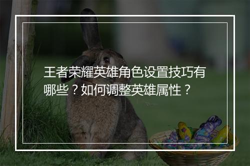 王者荣耀英雄角色设置技巧有哪些?如何调整英雄属性?