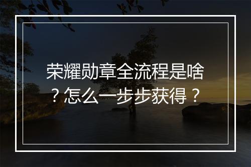荣耀勋章全流程是啥?怎么一步步获得?