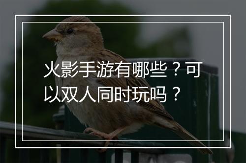 火影手游有哪些？可以双人同时玩吗？