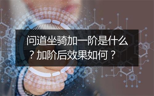 问道坐骑加一阶是什么？加阶后效果如何？