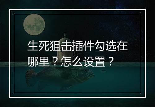 生死狙击插件勾选在哪里？怎么设置？