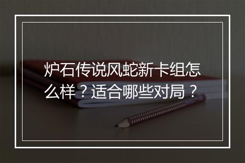 炉石传说风蛇新卡组怎么样？适合哪些对局？