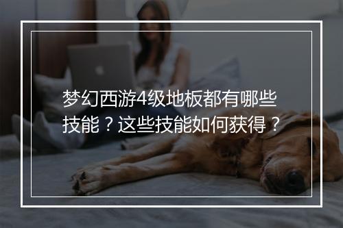 梦幻西游4级地板都有哪些技能?这些技能如何获得?