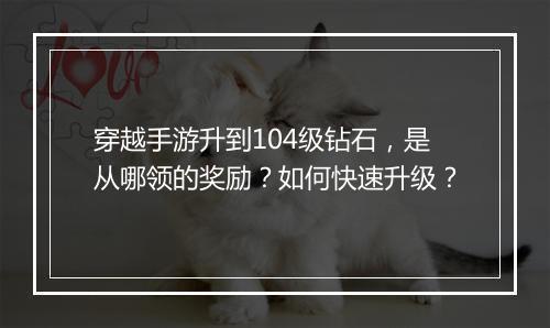 穿越手游升到104级钻石,是从哪领的奖励?如何快速升级?