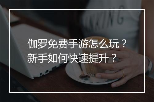 伽罗免费手游怎么玩?新手如何快速提升?