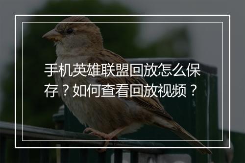 手机英雄联盟回放怎么保存?如何查看回放视频?