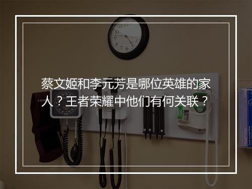 蔡文姬和李元芳是哪位英雄的家人?王者荣耀中他们有何关联?
