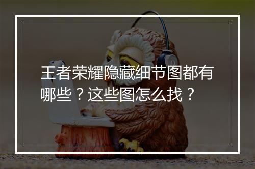 王者荣耀隐藏细节图都有哪些？这些图怎么找？