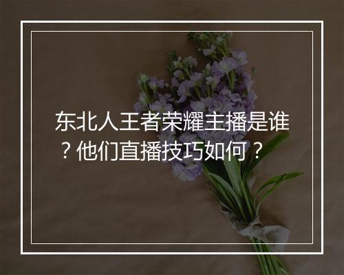 东北人王者荣耀主播是谁?他们直播技巧如何?