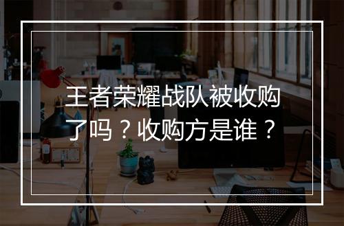 王者荣耀战队被收购了吗?收购方是谁?