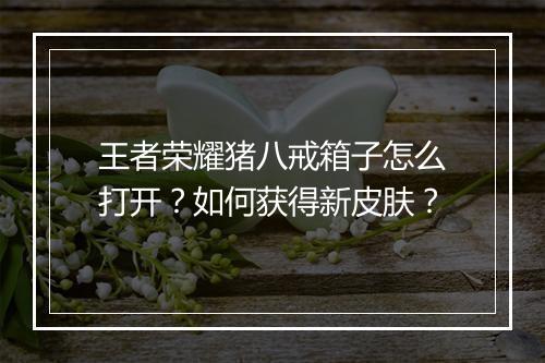 王者荣耀猪八戒箱子怎么打开?如何获得新皮肤?