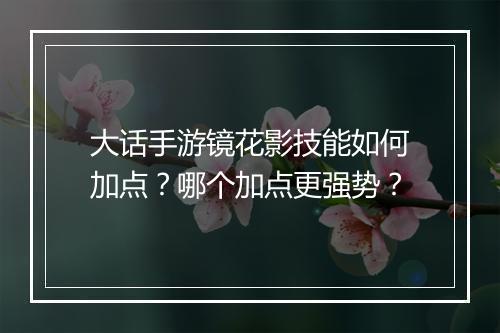 大话手游镜花影技能如何加点?哪个加点更强势?