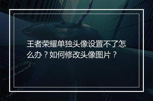 王者荣耀单独头像设置不了怎么办?如何修改头像图片?