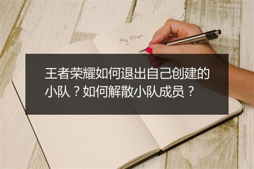 王者荣耀如何退出自己创建的小队？如何解散小队成员？