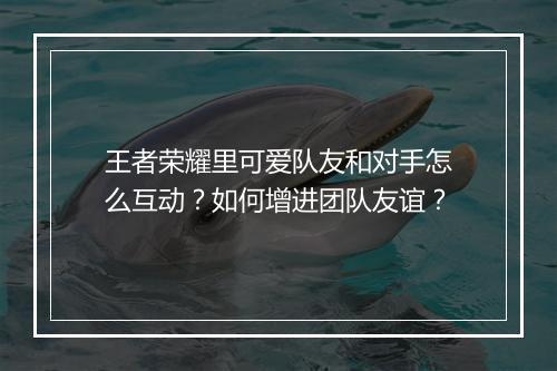 王者荣耀里可爱队友和对手怎么互动？如何增进团队友谊？