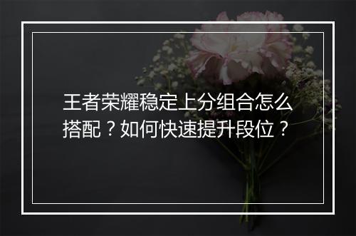 王者荣耀稳定上分组合怎么搭配?如何快速提升段位?