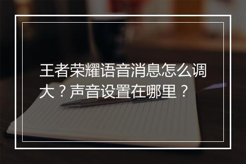 王者荣耀语音消息怎么调大？声音设置在哪里？