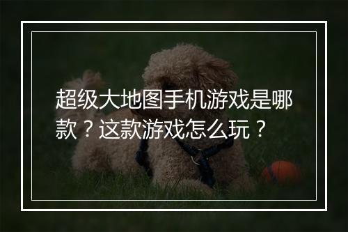 超级大地图手机游戏是哪款?这款游戏怎么玩?