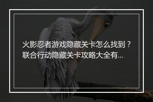 火影忍者游戏隐藏关卡怎么找到？联合行动隐藏关卡攻略大全有哪些？