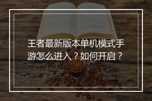 王者最新版本单机模式手游怎么进入?如何开启?